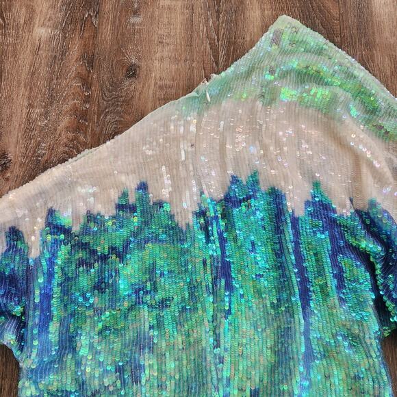 Retrofete Yasmin Sequin Dress in Unicorn Dip Dye Off the Shoulder Size S/M? - Picture 7 of 11